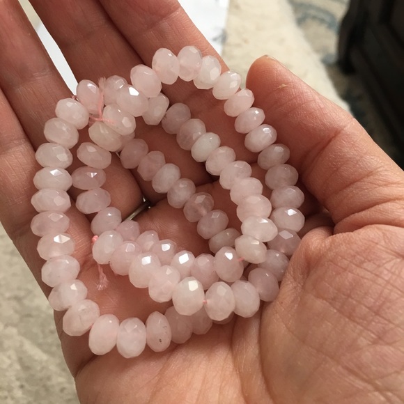 Faceted rose quartz string of bead for a necklace